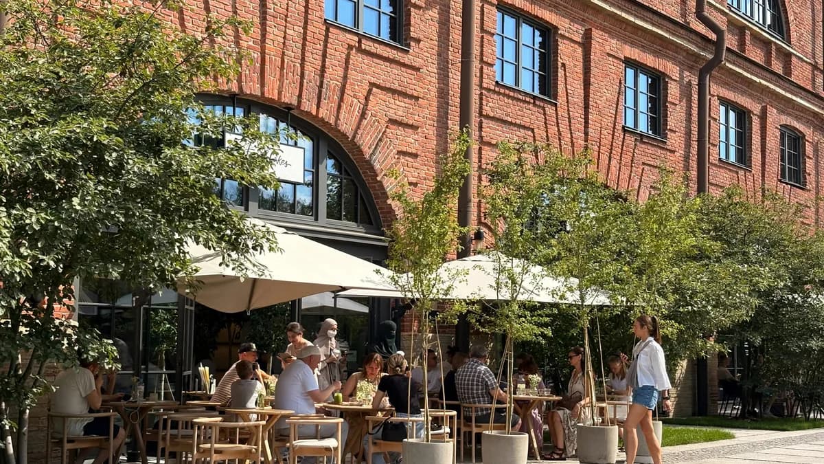 Outdoor restaurant patio prepared for Canada Day scheduling