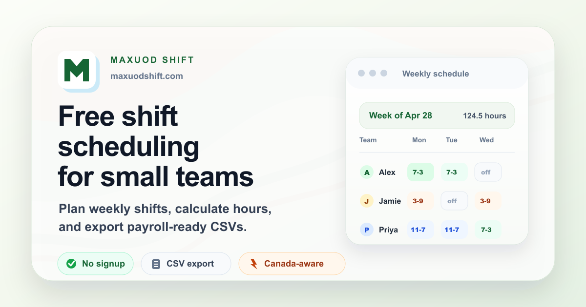I built a weekly shift scheduler that works before you sign up logo